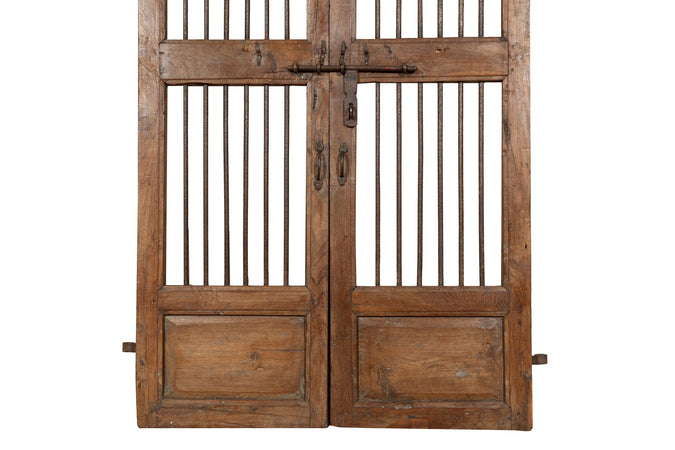 Biscottini Porta portone in legno massello e ferro da interno o da esterno vecchia e antica medievale scorrevole