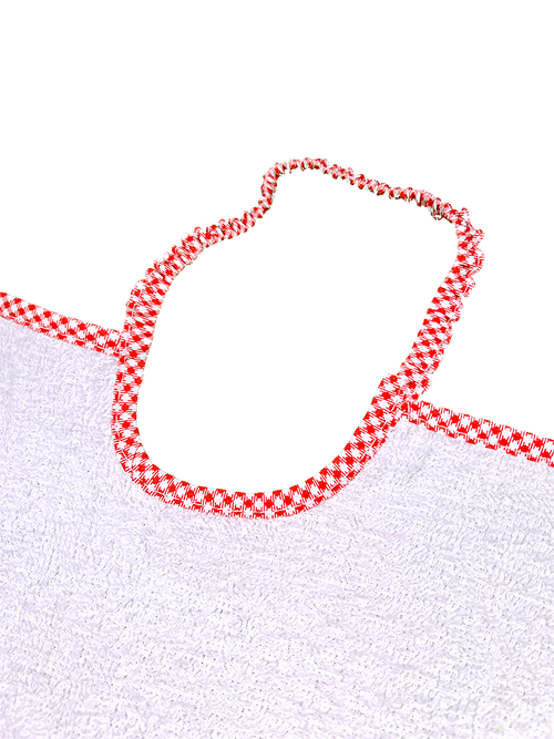 Bavaglino Asilo Con Elastico 27x35cm Bordo Quadretti Tela Aida 100%cotone