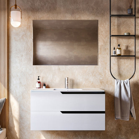 Mobile bagno 80cm Sospeso Bianco Porcellana - JAGUAR