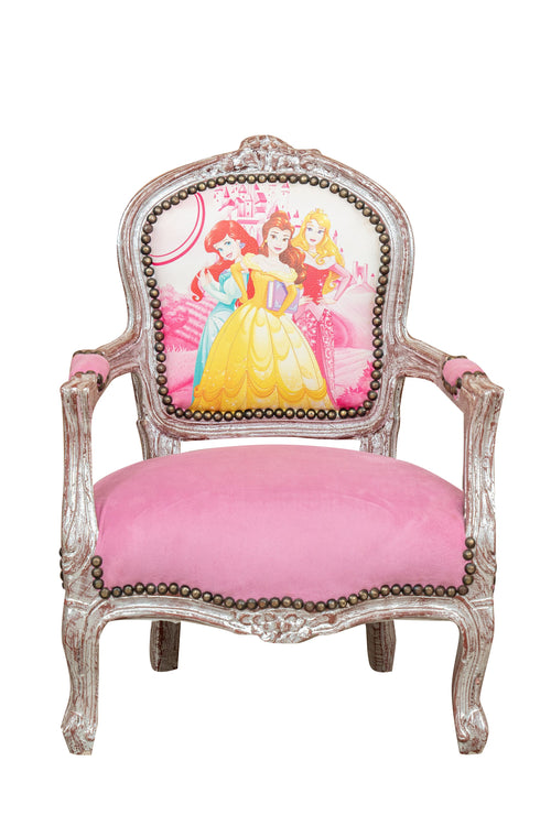 Biscottini Sedia Poltrona Bambino Stile Luigi XVI Faggio Massello Argento Ecopelle