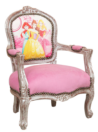 Biscottini Sedia Poltrona Bambino Stile Luigi XVI Faggio Massello Argento Ecopelle