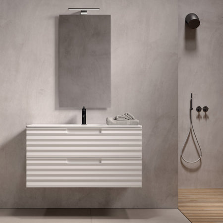 Mobile bagno sospeso 100cm Bianco ondulato ZEN