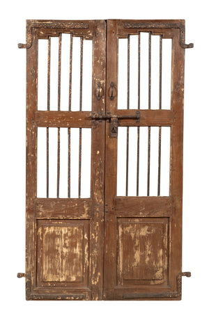 Biscottini Porta portone in legno massello e ferro da interno o da esterno vecchia e antica medievale scorrevole