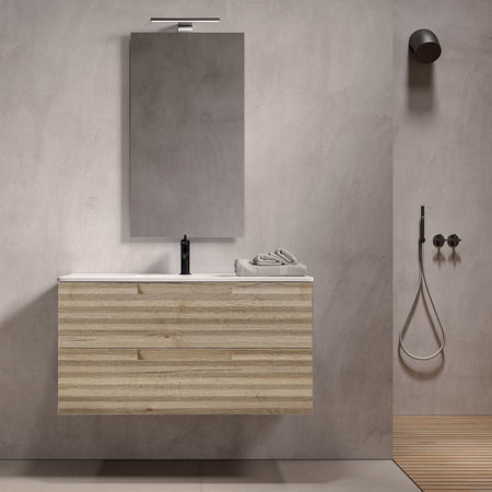 Mobile bagno sospeso 100cm Rovere Alba ondulato ZEN