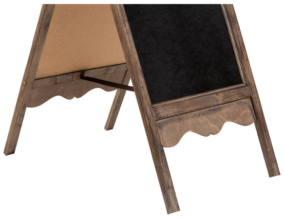 Biscottini Lavagna da terra bifaciale cornice legno anticata stile retrò 50x6x95 Biscottini