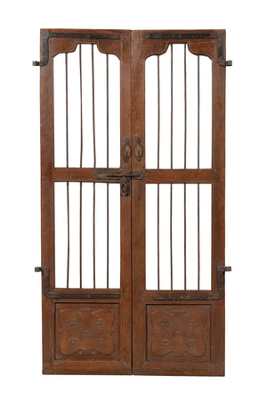 Biscottini Porta portone in legno massello e ferro da interno o da esterno vecchia e antica medievale scorrevole