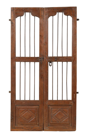 Biscottini Porta portone in legno massello e ferro da interno o da esterno vecchia e antica medievale scorrevole