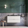Mobile bagno sospeso 100cm Bianco lavabo nero opaco specchio ARMONY