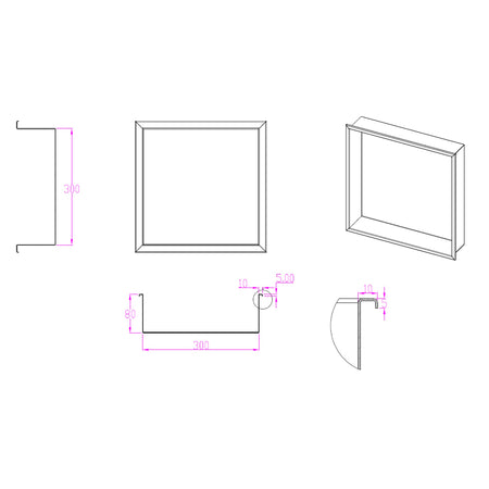 Nicchia da parete 30x30 acciaio spazzolato profondità 8cm GLAMOUR