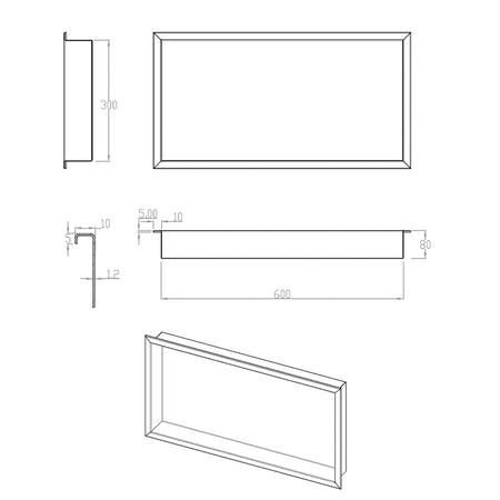 Nicchia doccia incasso 60x30 prondità 8cm inox spazzolato GLAMOUR