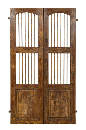 Biscottini Porta portone in legno massello e ferro da interno o da esterno vecchia e antica medievale scorrevole