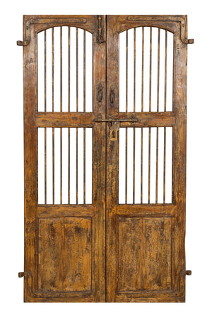 Biscottini Porta portone in legno massello e ferro da interno o da esterno vecchia e antica medievale scorrevole