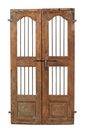 Biscottini Porta portone in legno massello e ferro da interno o da esterno vecchia e antica medievale scorrevole