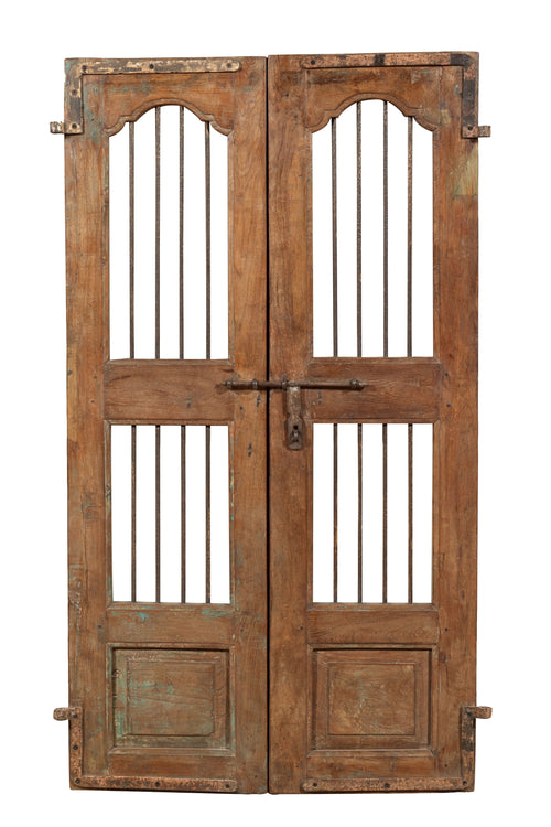 Biscottini Porta portone in legno massello e ferro da interno o da esterno vecchia e antica medievale scorrevole