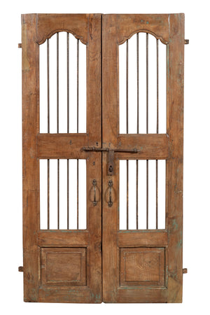 Biscottini Porta portone in legno massello e ferro da interno o da esterno vecchia e antica medievale scorrevole