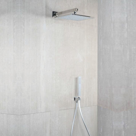 Kit doccia 5PZ Soffione 25x25 Presa Acqua Braccio Doccia Flex e Doccetta METAFORM