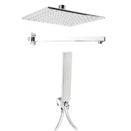 Kit doccia 5PZ Soffione 25x25 Presa Acqua Braccio Doccia Flex e Doccetta METAFORM
