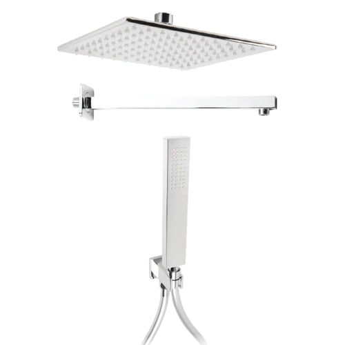 Kit doccia 5PZ Soffione 25x25 Presa Acqua Braccio Doccia Flex e Doccetta METAFORM