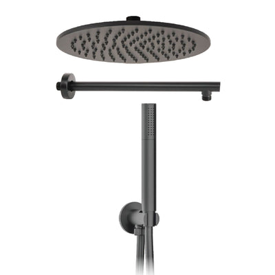 Kit doccia nero 5PZ Soffione 25 Presa Acqua Braccio Doccia Flex e Doccetta METAFORM