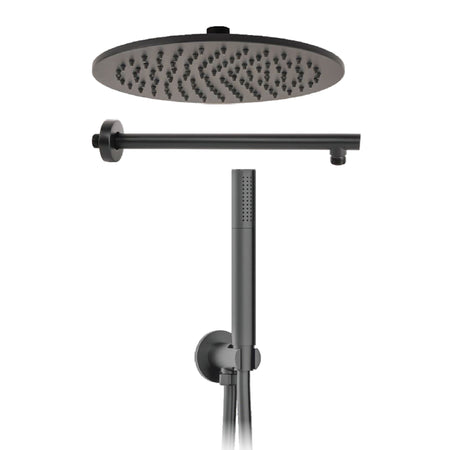 Kit doccia nero 5PZ Soffione 25 Presa Acqua Braccio Doccia Flex e Doccetta METAFORM