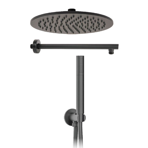 Kit doccia nero 5PZ Soffione 25 Presa Acqua Braccio Doccia Flex e Doccetta METAFORM