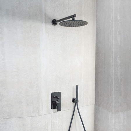 Kit doccia nero 5PZ Soffione 25 Presa Acqua Braccio Doccia Flex e Doccetta METAFORM
