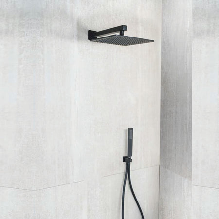 Kit doccia NERO 5PZ Soffione 25x25 Presa Acqua Braccio Doccia Flex e Doccetta METAFORM