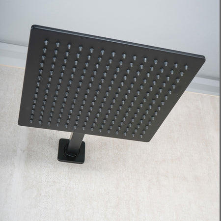 Kit doccia NERO 5PZ Soffione 25x25 Presa Acqua Braccio Doccia Flex e Doccetta METAFORM