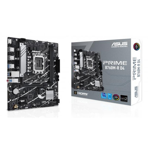 ASUS MB B760, PRIME B760M-R D4, LGA1700, DDR4, 2 X DIMM SLOTS, MAX. 64GB