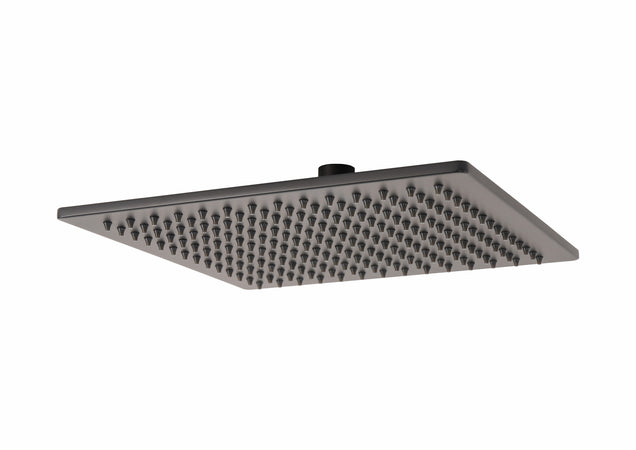 Soffione doccia nero 25x25 opaco con ugelli neri look total black METAFORM