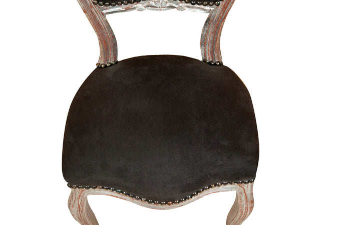 Biscottini Biscottini Sedia Poltroncina Luigi XVI Francese Faggio Alcantara 45x42x90