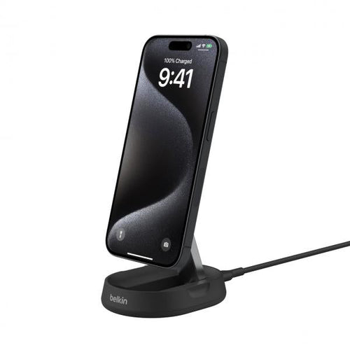Belkin SUPPORTO RICARICA WIRELESS QI2 15W + ALIMENTATORE (BOOST CHARGE PRO CONVERTIBLE - QI2 15W MAGNETIC CHARGING STAND)