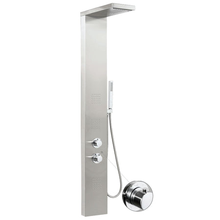 Pannello Doccia Idromassaggio Termostatico Acciaio Inox Spazzolato con Effetto Cascata MANHATTAN PLUS