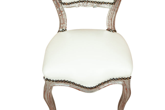 Biscottini Biscottini Sedia Poltroncina Luigi XVI Faggio Argento Anticato Pelle 45x42x90