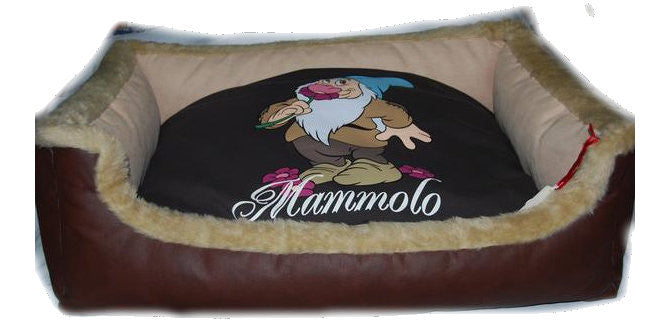 Cuccia imbottita rettangolare per cani con stampa Mammolo