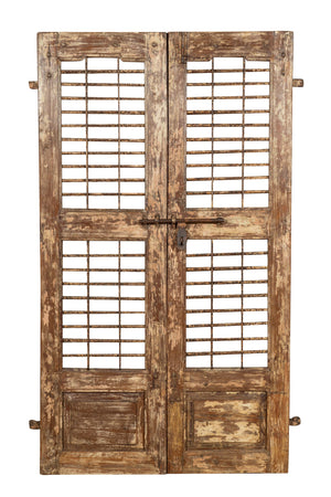 Biscottini Porta portone in legno massello e ferro da interno o da esterno vecchia e antica medievale scorrevole