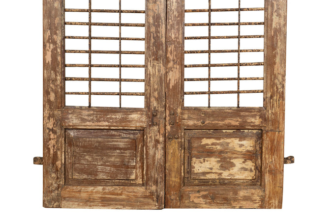 Biscottini Porta portone in legno massello e ferro da interno o da esterno vecchia e antica medievale scorrevole