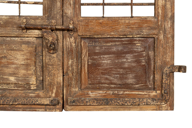 Biscottini Porta portone in legno massello e ferro da interno o da esterno vecchia e antica medievale scorrevole