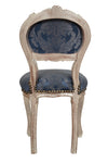 Biscottini Sedia Poltroncina Biscottini Stile Luigi XVI Faggio Intagliato Argento Blu