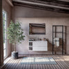 Mobile bagno sospeso bianco porcellana con vani a giorno A SINISTRA 100 120cm ARMONY