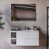 Mobile bagno sospeso bianco porcellana con vani a giorno A SINISTRA 100 120cm ARMONY