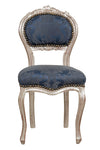 Biscottini Sedia Poltroncina Biscottini Stile Luigi XVI Faggio Intagliato Argento Blu
