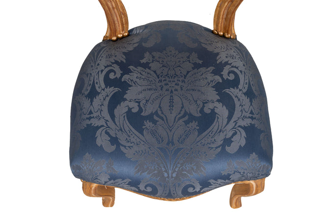 Biscottini Sedia poltroncina stile francese Luigi XVI in legno massello di faggio finitura oro antico e blu