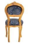 Biscottini Biscottini Sedia Poltroncina Luigi XVI Faggio Patina Oro Antico Blu 42x45x90
