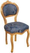 Biscottini Sedia poltroncina stile francese Luigi XVI in legno massello di faggio finitura oro antico e blu