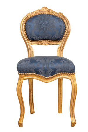Biscottini Biscottini Sedia Poltroncina Luigi XVI Faggio Patina Oro Antico Blu 42x45x90