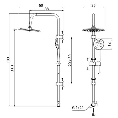 Colonna Doccia con Soffione e Doccino Rotondo Cromato ORION