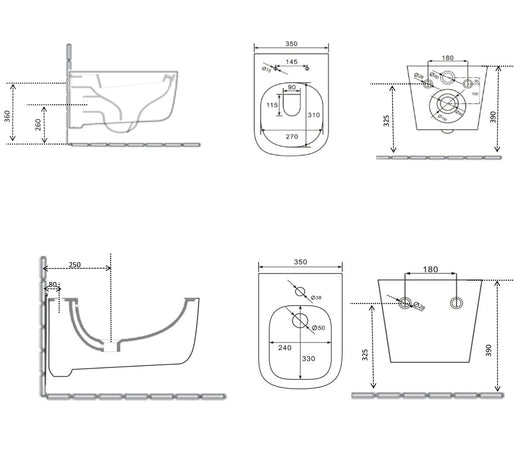 Sanitari sospesi wc e bidet con sedile soft close BUBBLE