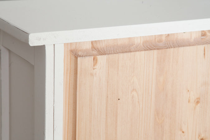 Biscottini Biscottini Vetrina Credenza Country legno tiglio bianco anticato 68x25x130 Made