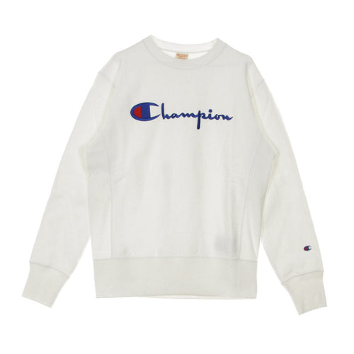 CHAMPION Felpa Girocollo Uomo Reverse Weave Big Logo White da uomo